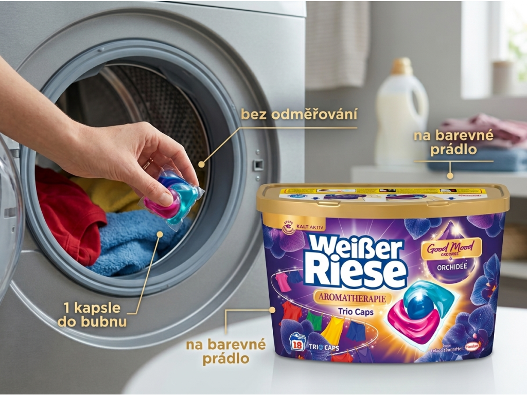 Použití kapsle Weisser Riese Color Trio Caps Orchidej