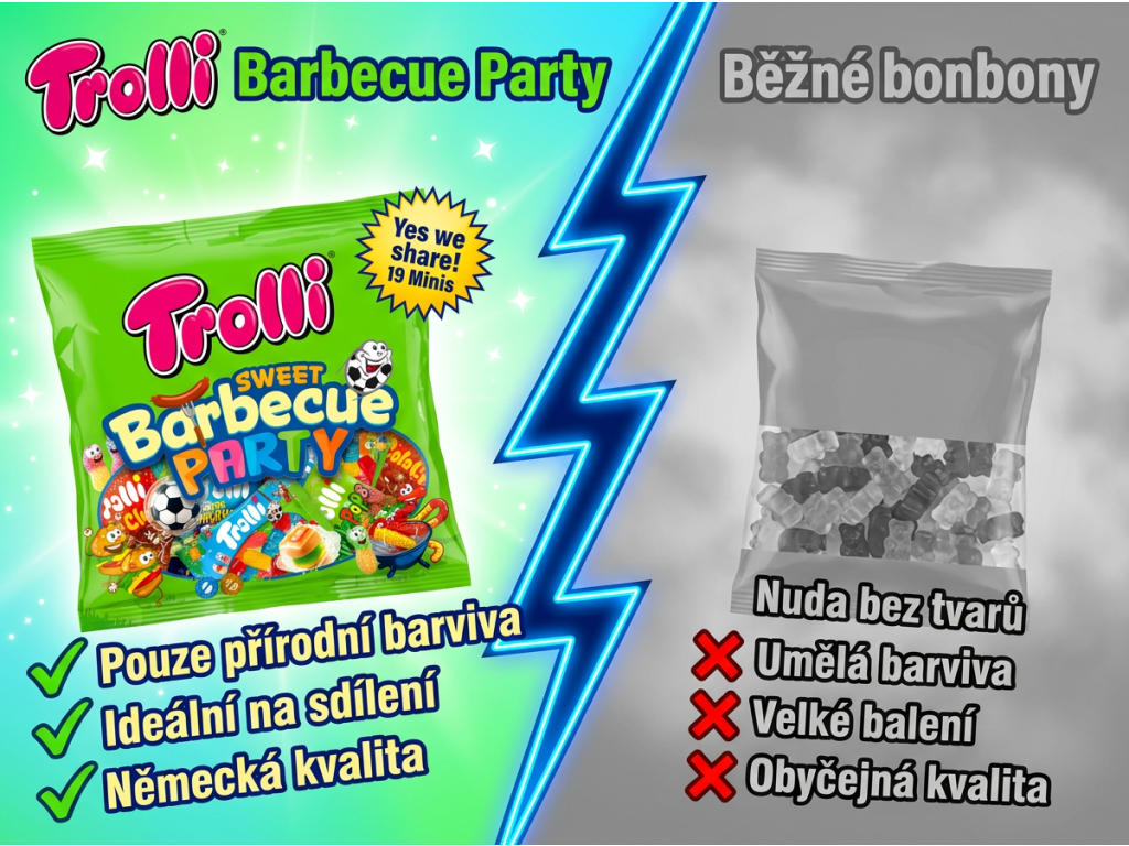 Trolli Sweet Barbecue Party - srovnání s běžnými bonbony