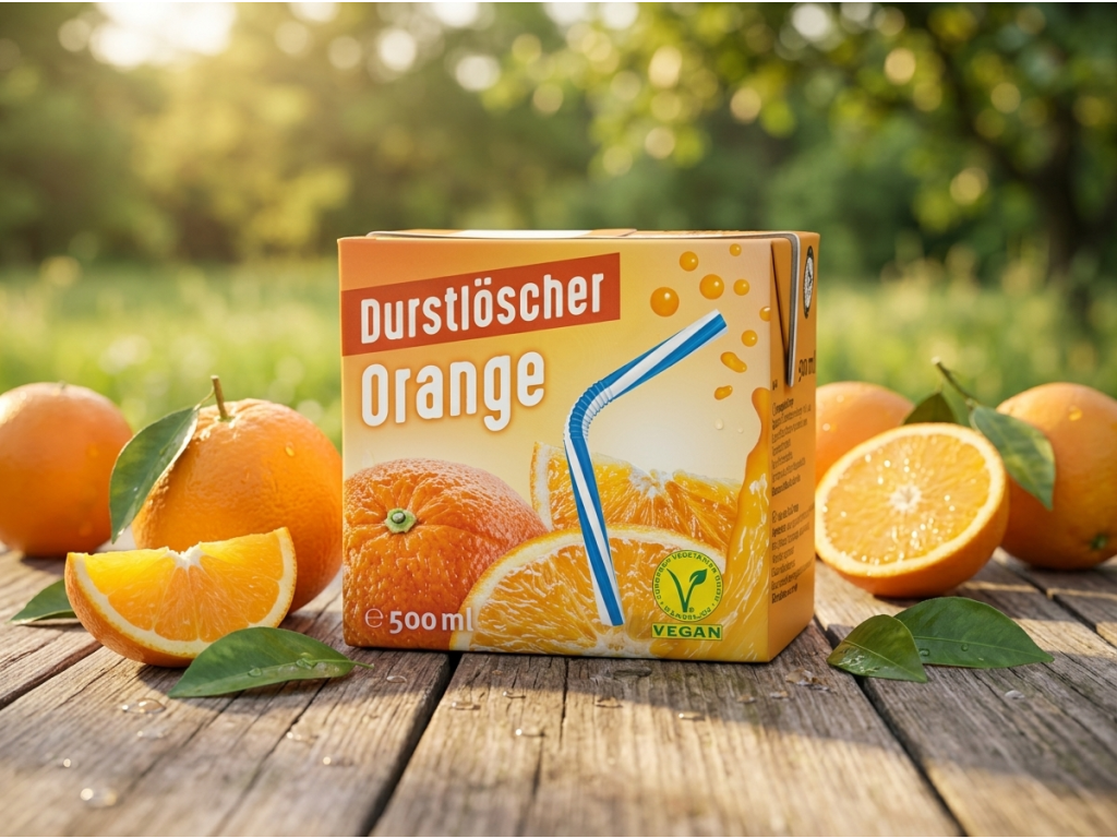 Durstlöscher Osvěžující nápoj s pomerančem 500ml – pomerančový nápoj v letní přírodě