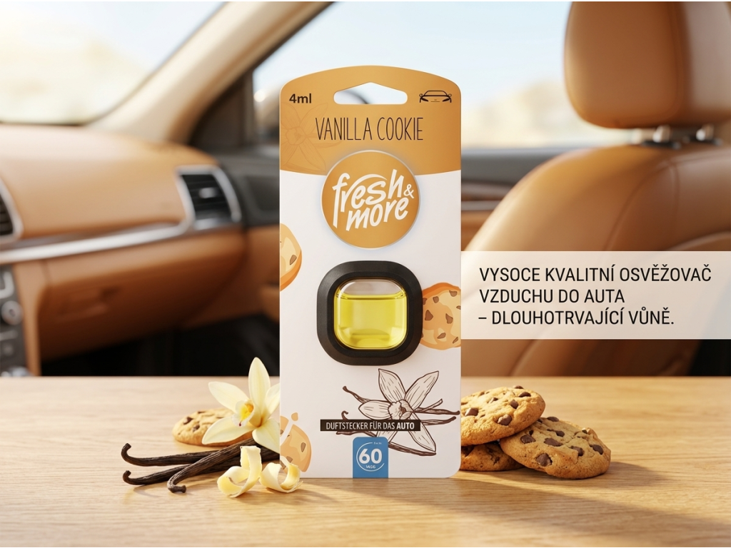 Fresh & More Osvěžovač vzduchu do auta Vanilla Cookie 4 ml - vanilková vůně v autě