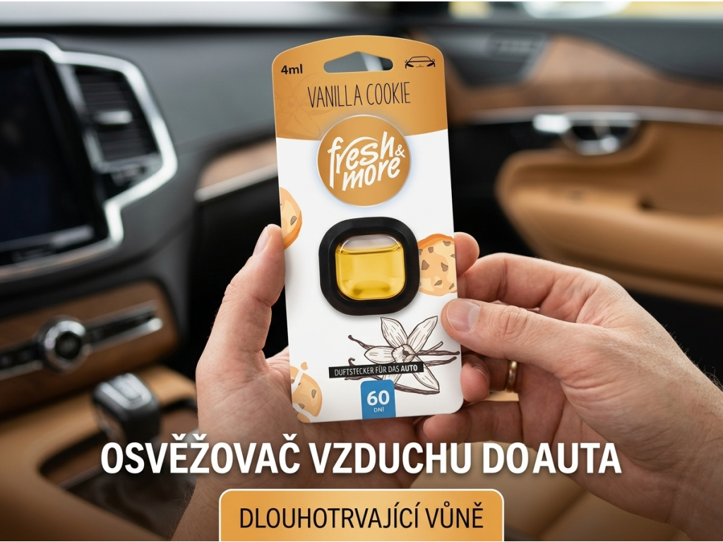 Fresh & More Osvěžovač vzduchu do auta Vanilla Cookie 4 ml - balení v ruce