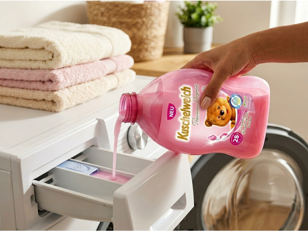 Kuschelweich Premium Elegance s makadamským olejem 28 dávek 750 ml - použití v pračce