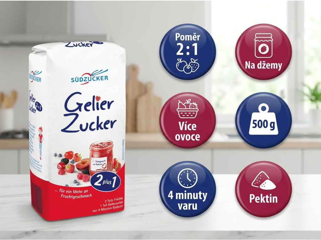 Südzucker Gelier Zucker 2 plus 1 - přehled výhod