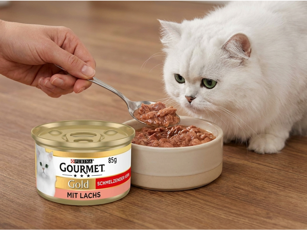 Podávání Purina GOURMET Gold s lososem