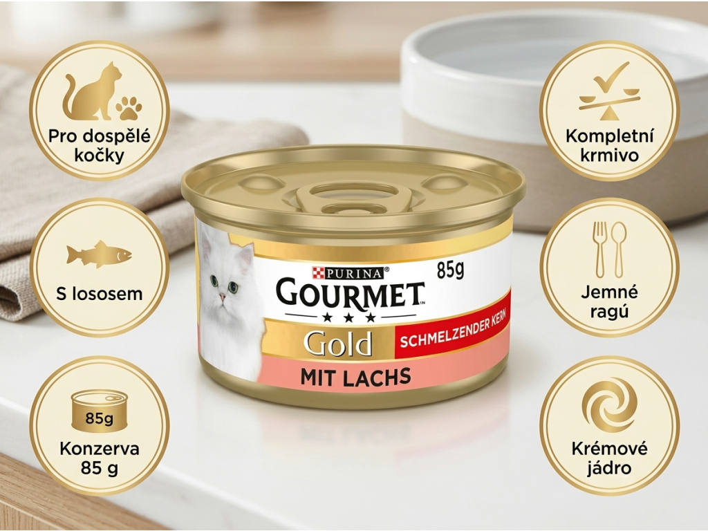 Purina GOURMET Gold s lososem - přehled výhod