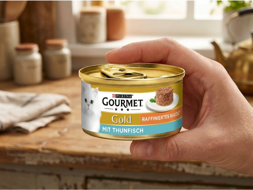Purina GOURMET Gold konzerva v ruce