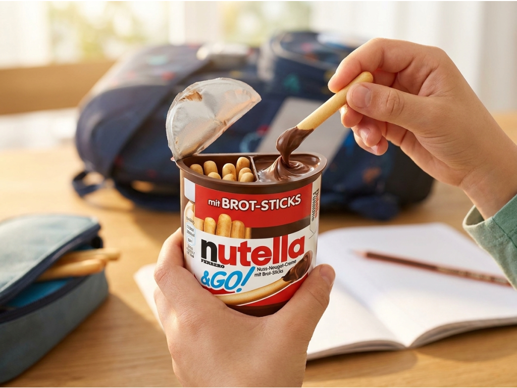 Nutella & GO! s křupavou tyčinkou 52 g držená v ruce