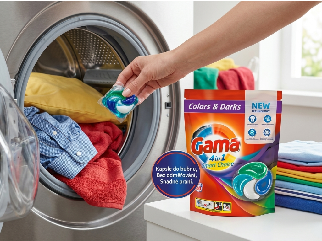 Použití prací kapsle Vizir Gama Caps XL Color v pračce