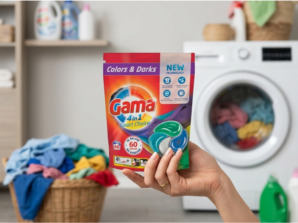 Balení Vizir Gama Caps XL Color držené v ruce