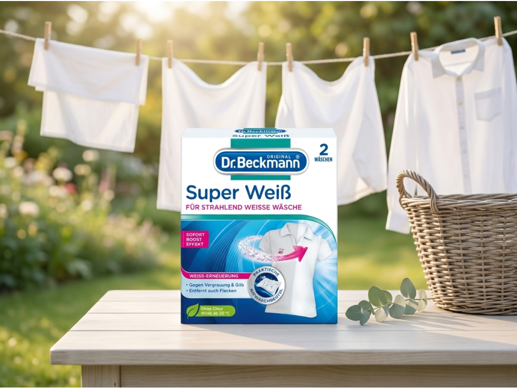 Dr. Beckmann Super Weiß s čistým bílým prádlem
