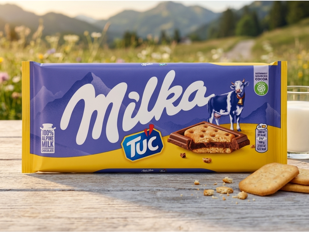 Milka TUC 87 g v přírodním alpském prostředí