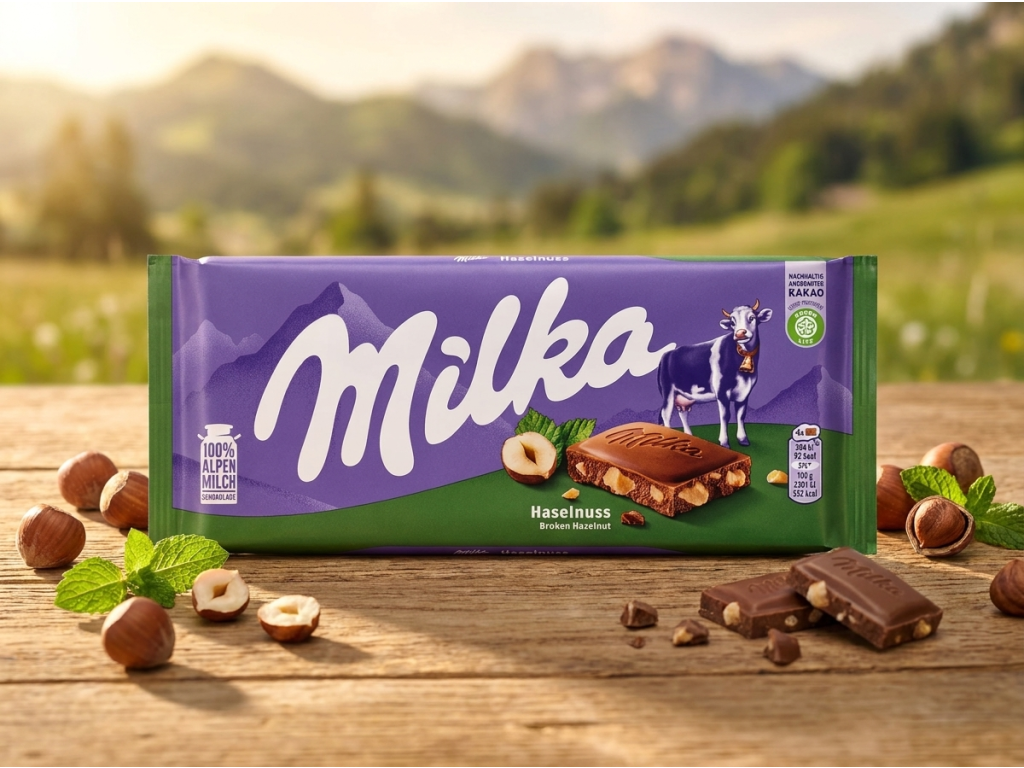 Milka čokoláda s lískovými ořechy 90g v přírodě s lískovými oříšky