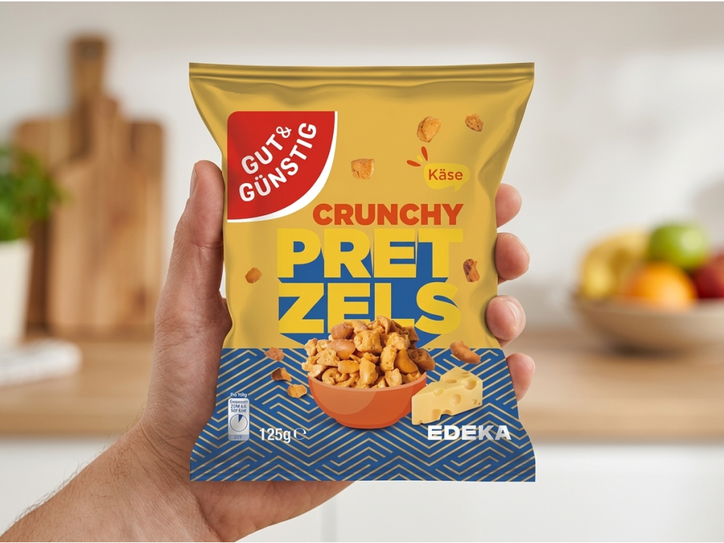 Praktické balení G&G sýrových preclíčků v ruce