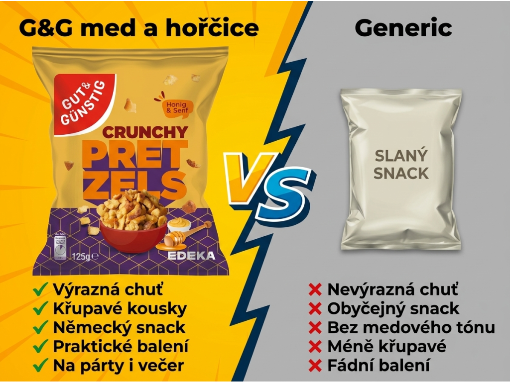 G&G křupavé preclíčky s medem a hořčicí - srovnání
