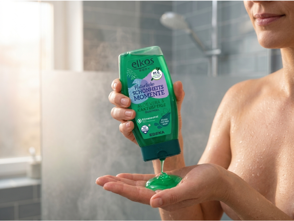 Elkos sprchový gel Aloe Vera a Kaktus při sprchování