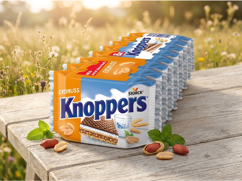 Knoppers arašídová oplatka v přírodním prostředí