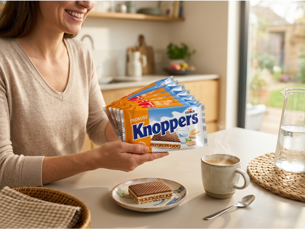 Knoppers arašídová oplatka při svačině