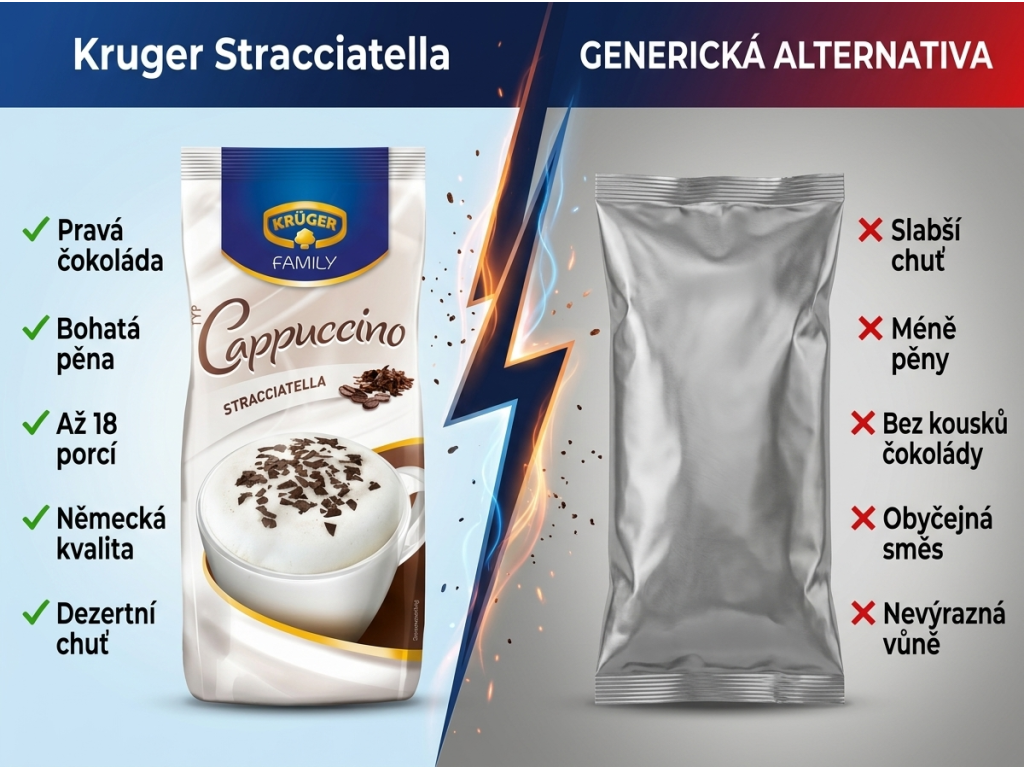 Krüger Cappuccino Stracciatella srovnání s běžným instantním cappuccinem