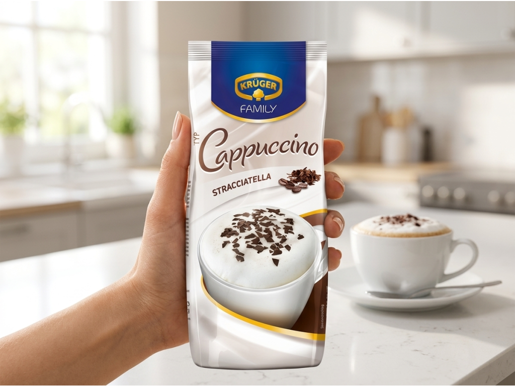 Krüger Cappuccino Stracciatella balení v ruce