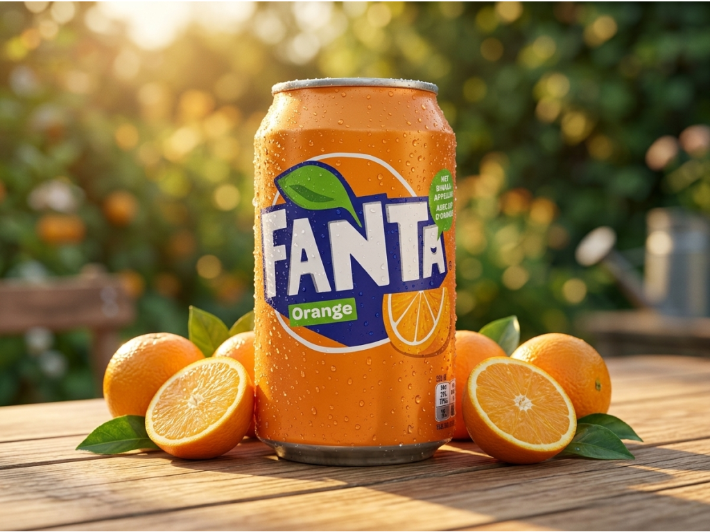 Fanta pomeranč 0,33l v letním prostředí