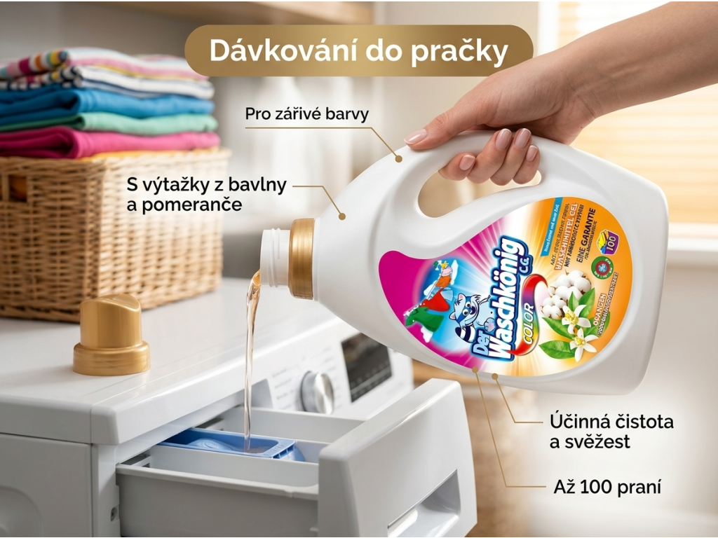 Dávkování pracího gelu WaschKönig Color