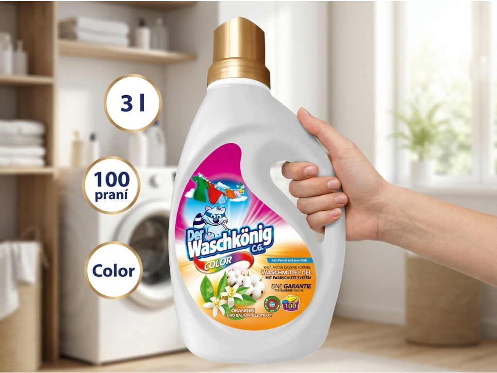 WaschKönig Color prací gel v ruce