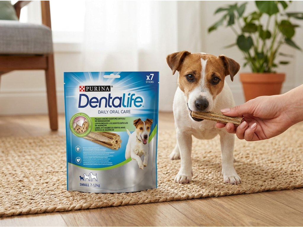 Podávání Purina Dentalife Small psovi