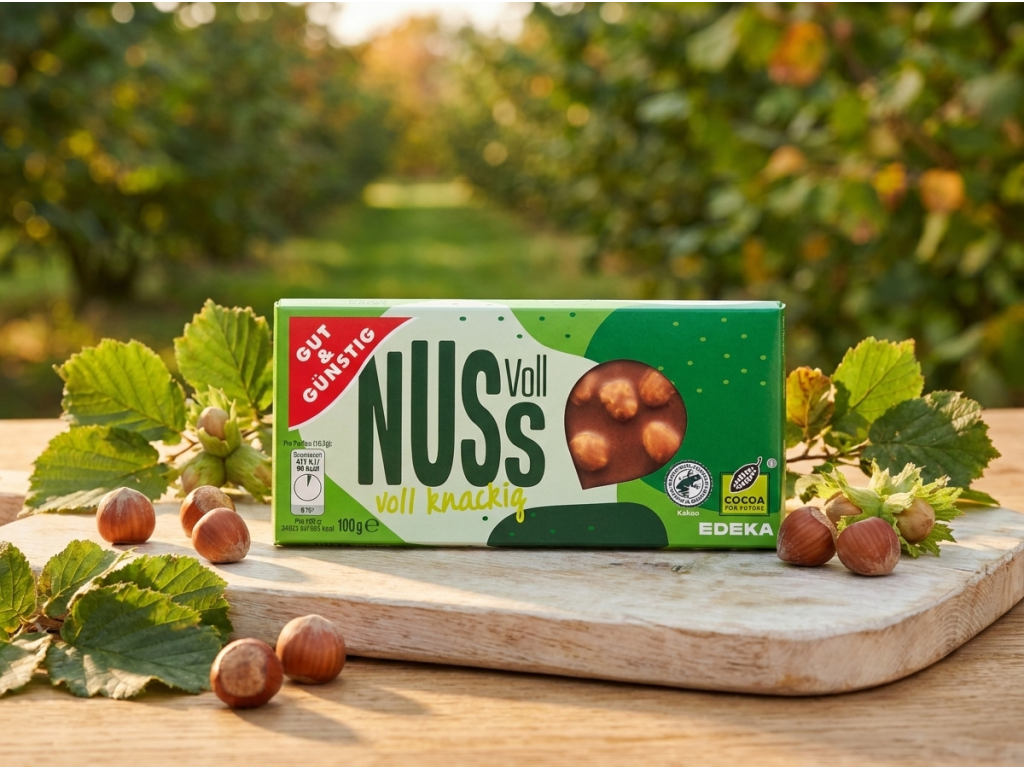G&G NUSSVoll mléčná čokoláda s lískovými oříšky v přírodě