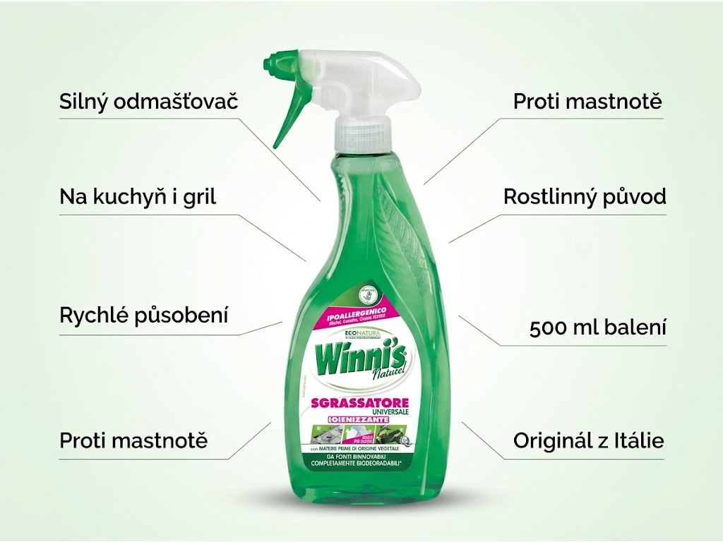 Winni´s Sgrassatore - hlavní výhody odstraňovače mastnot