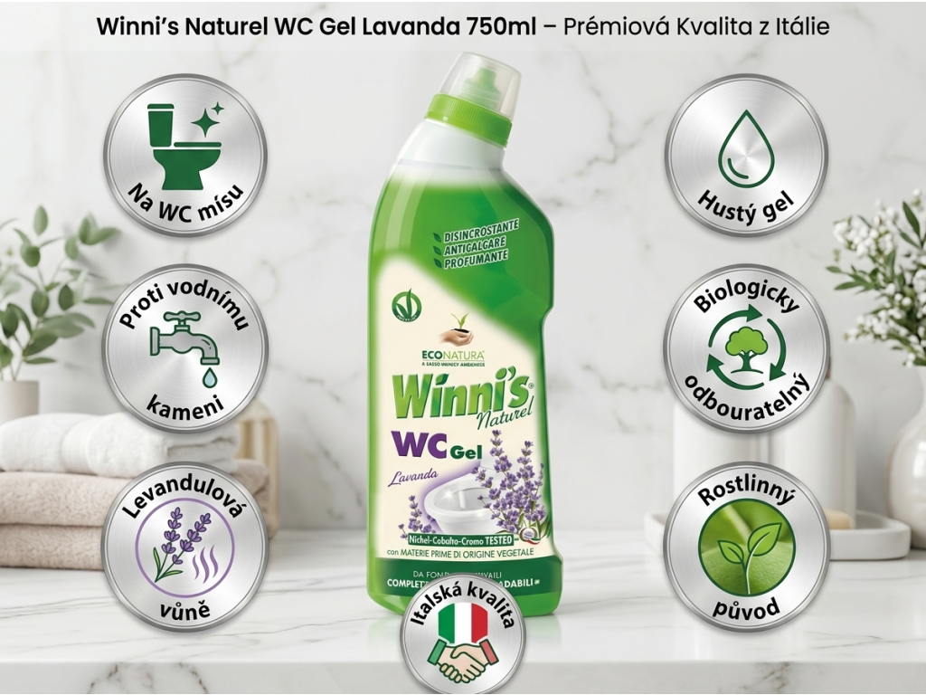 Winni´s ekologický WC gel s vůní levandule 750 ml - hlavní výhody
