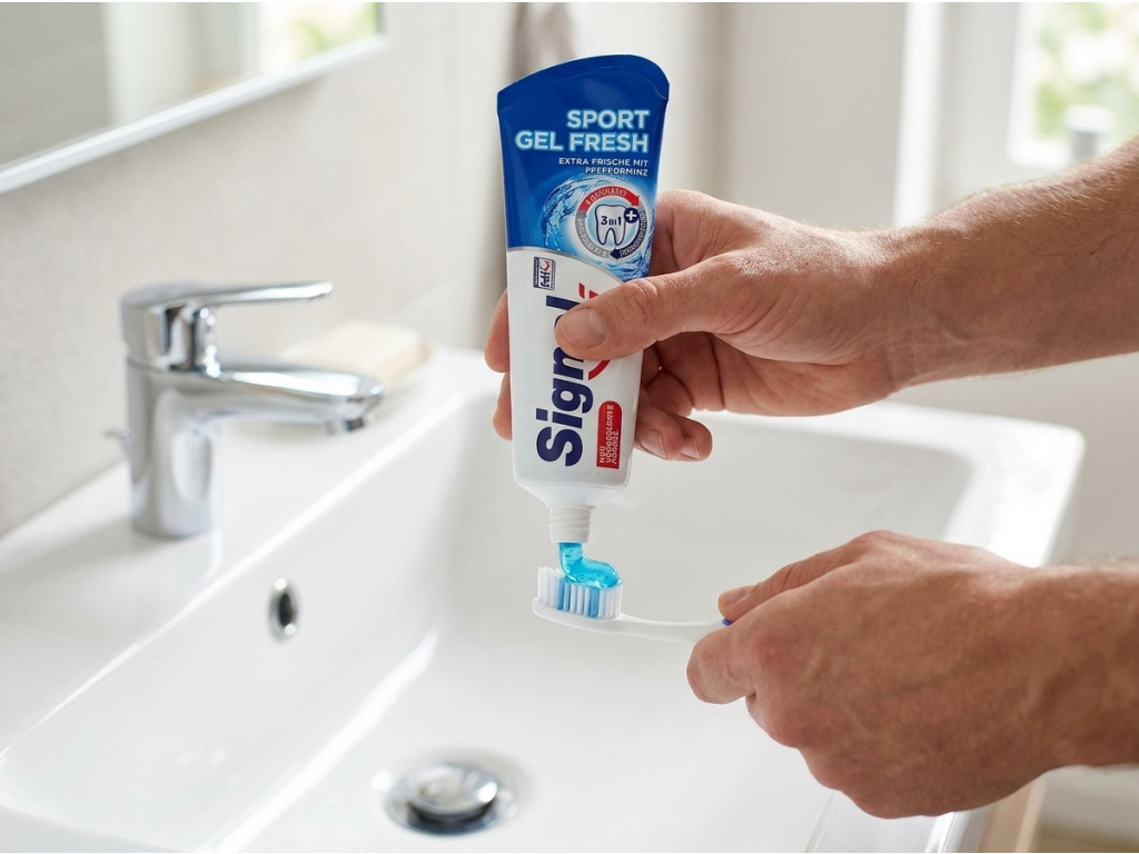 Použití zubní pasty Signal Sport Gel Fresh