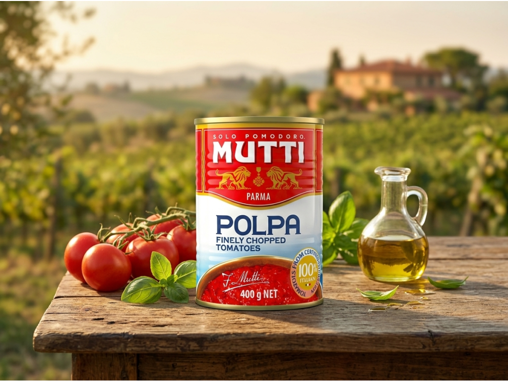 Mutti Polpa krájená rajčata mezi čerstvými italskými rajčaty