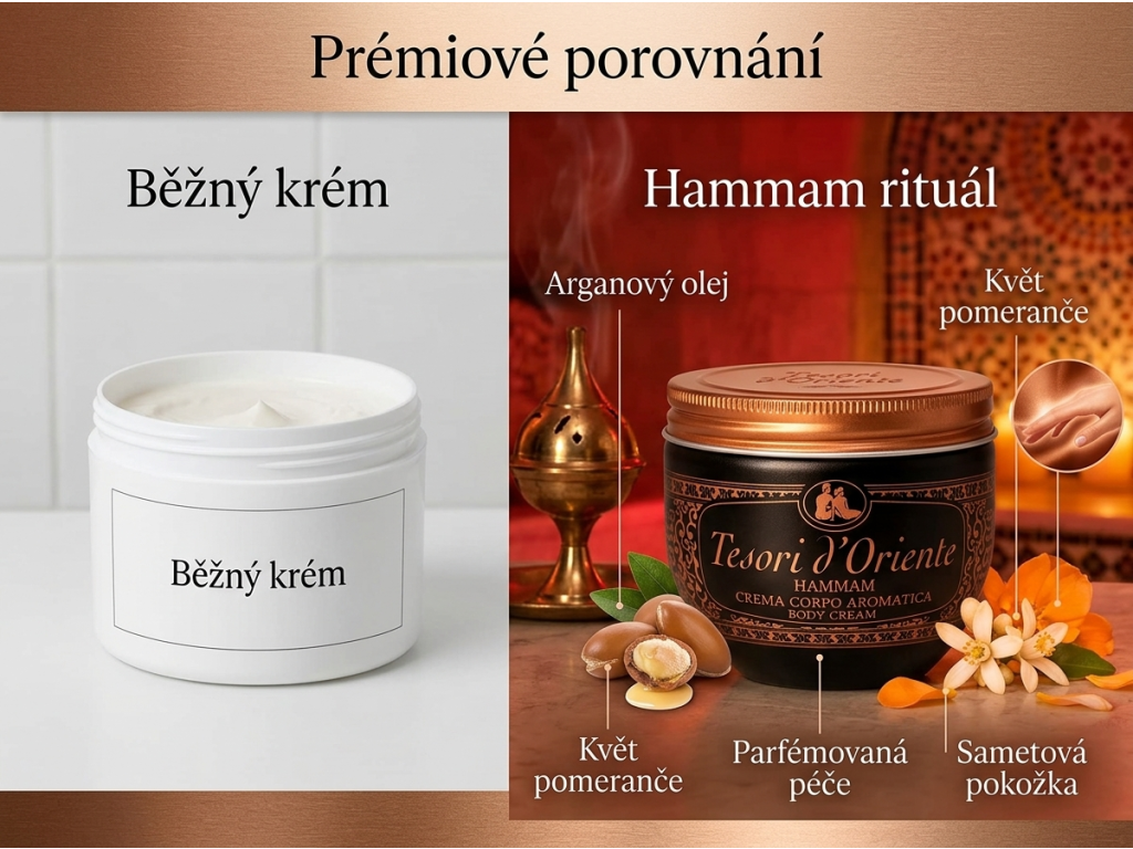 Srovnání tělového krému Tesori d'Oriente Hammam