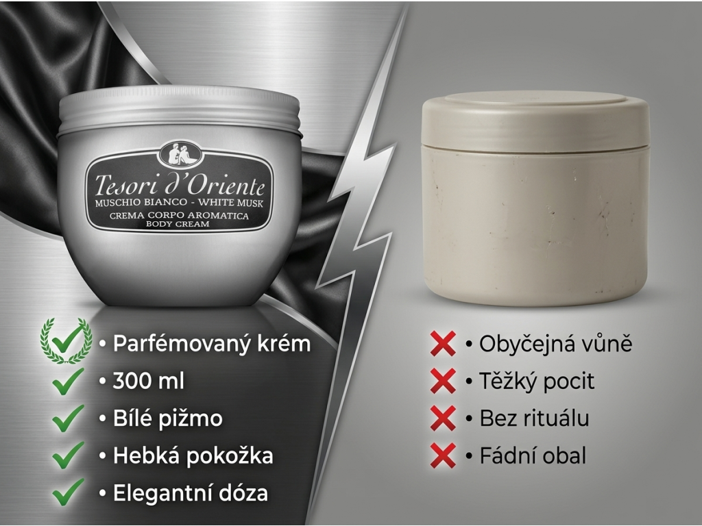 Srovnání tělového krému Tesori d'Oriente Muschio Bianco