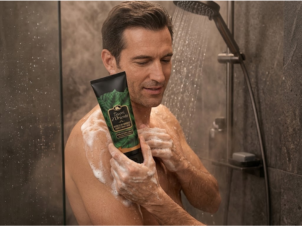 Tesori d'Oriente Sandalo del Kashmir & Vetiver 250 ml - používání ve sprše