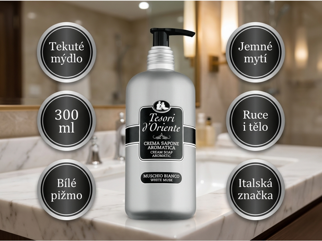 Tesori d'Oriente Muschio Bianco tekuté mýdlo - přehled výhod