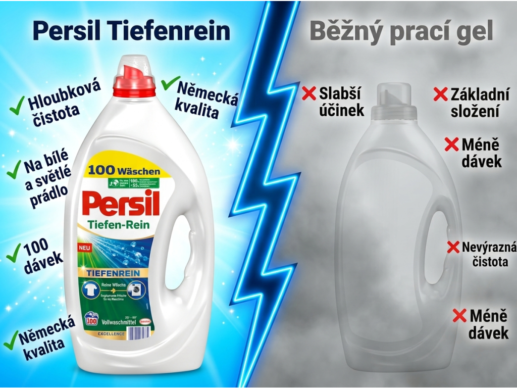 Persil prací gel Tiefenrein - srovnání s běžným gelem