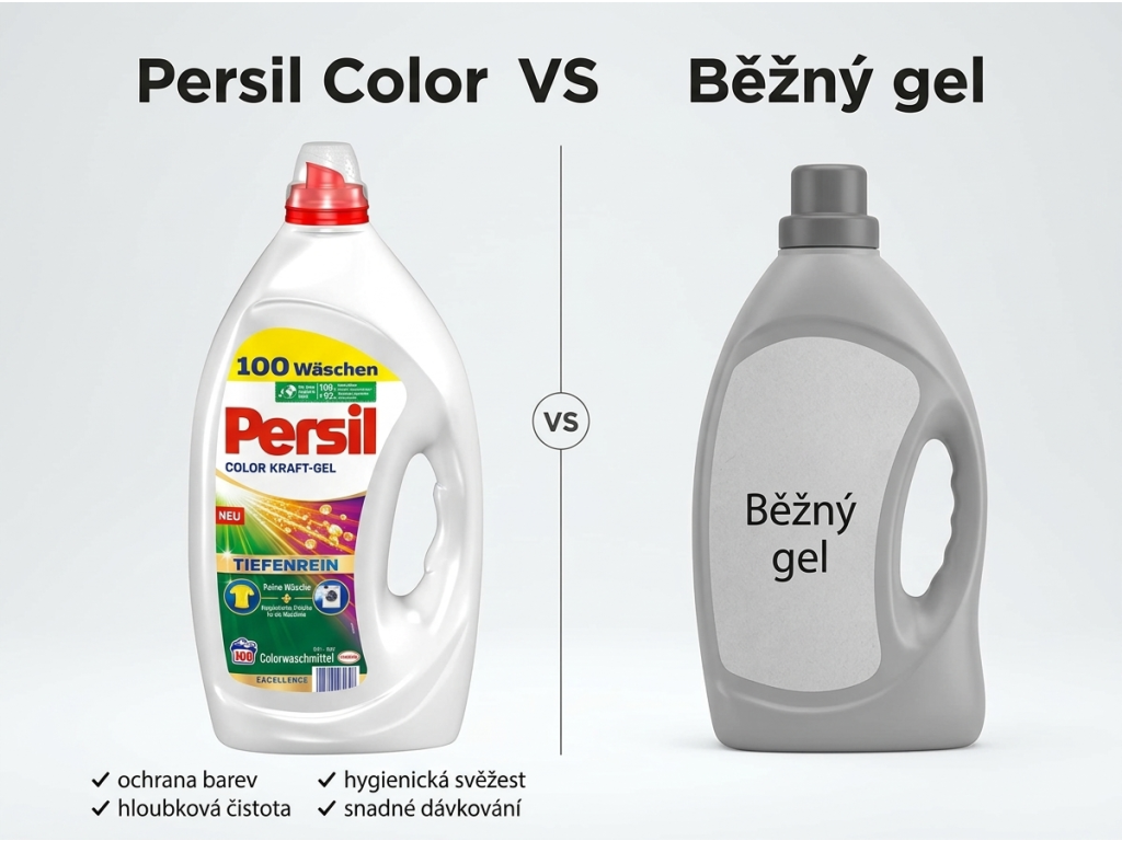 Srovnání Persil Color prací gel s běžným pracím gelem