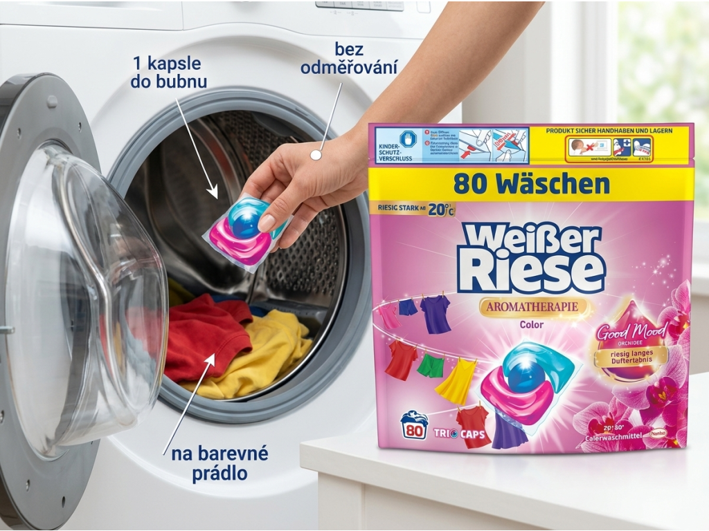 Použití kapsle Weisser Riese Color Trio-Caps