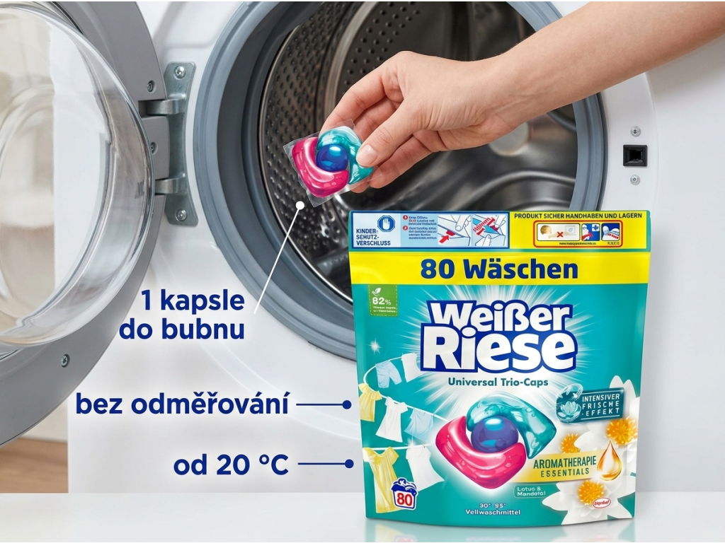 Použití prací kapsle Weisser Riese v pračce