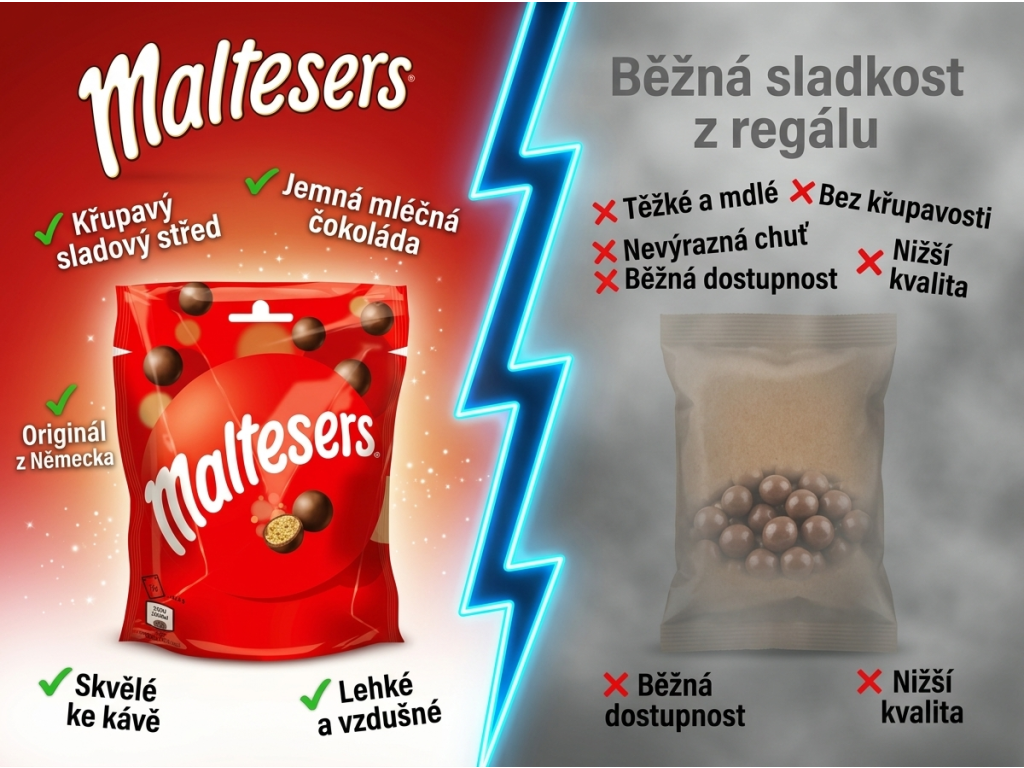 Maltesers 93 g srovnání s běžnou sladkostí