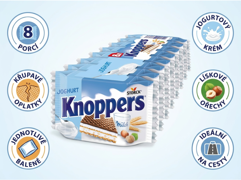 Knoppers Oplatka Jogurt - přehled hlavních vlastností