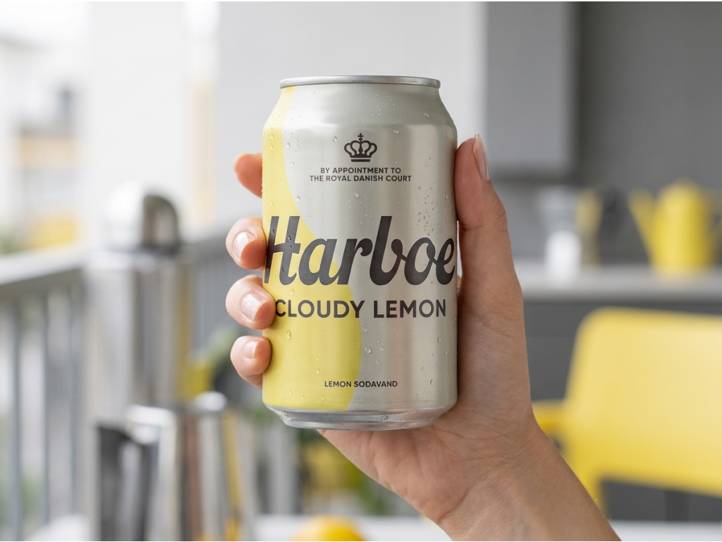 Plechovka Harboe Cloudy Lemon v ruce