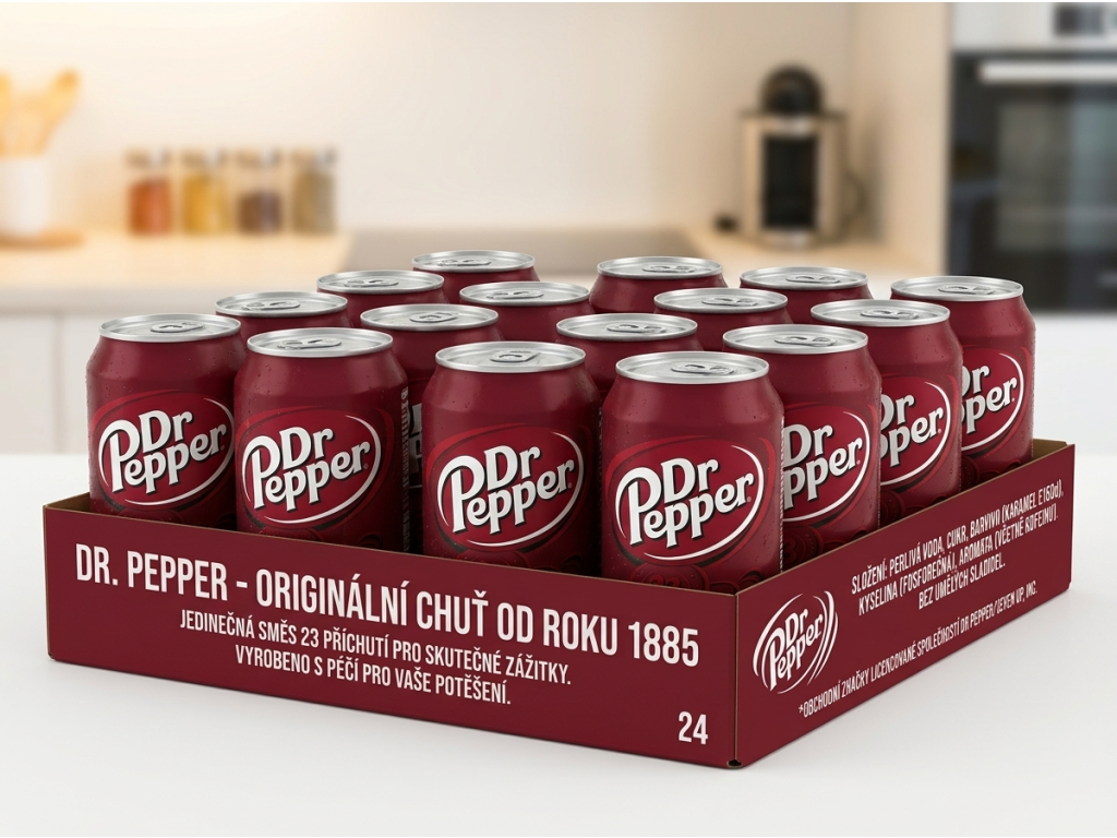 Dr Pepper plechovka v ruce