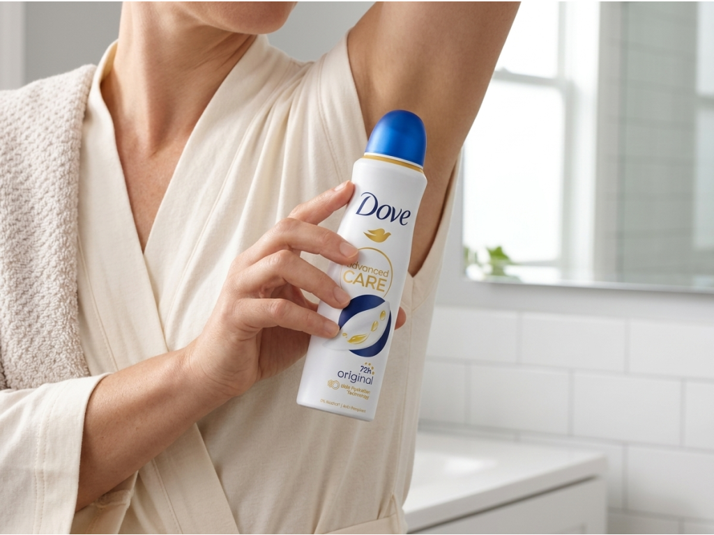 Použití deodorantu Dove Original ve spreji