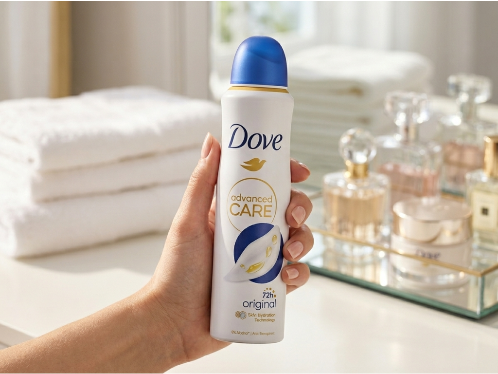 Dove Original deosprej držený v ruce