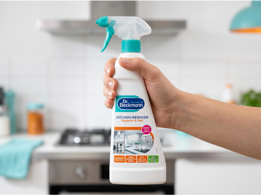 Dr. Beckmann kuchyňský čistič 500 ml držený v ruce