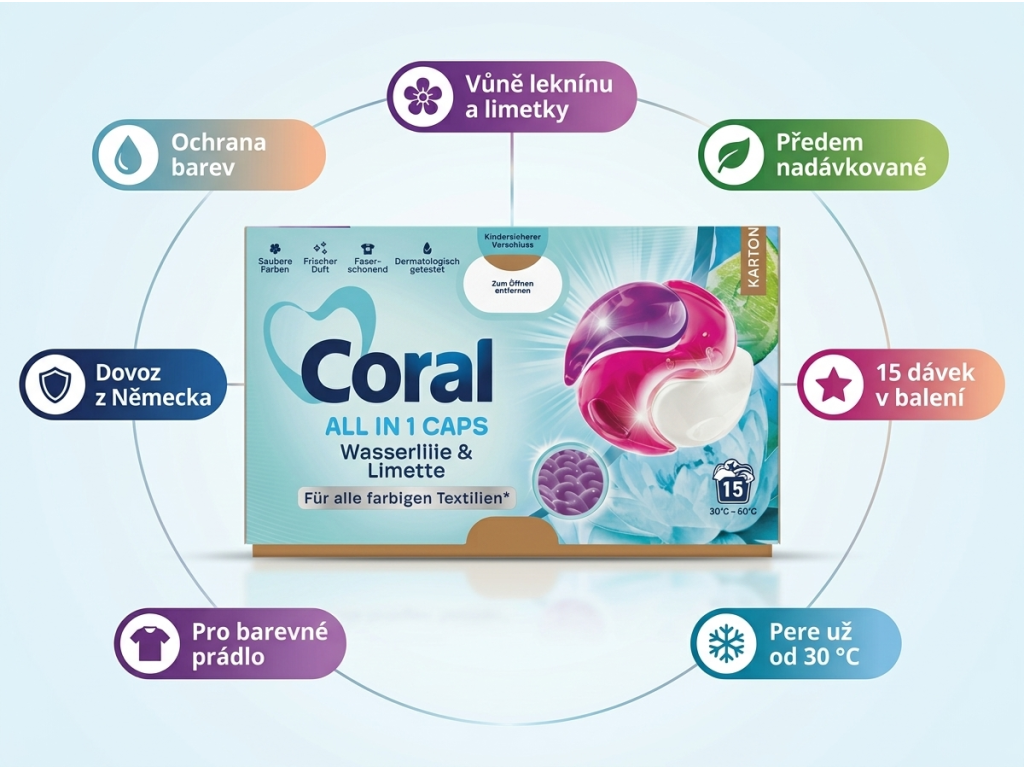 Coral Color kapsle na praní - přehled výhod