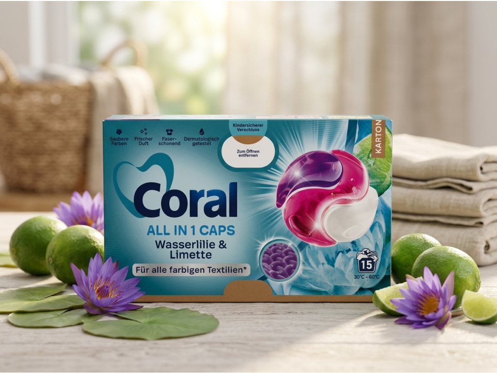 Coral Color kapsle na praní - svěží vůně leknínu a limetky
