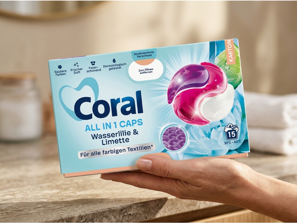 Coral Color kapsle na praní - balení v ruce